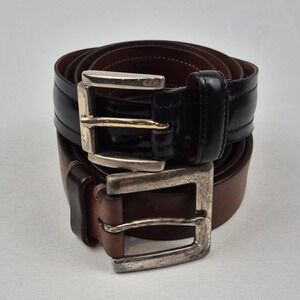 Cole Haan Gap Men's Leather Belt Lot of 2 34 35‎ Black Brown Classic VTG 90s Y2K